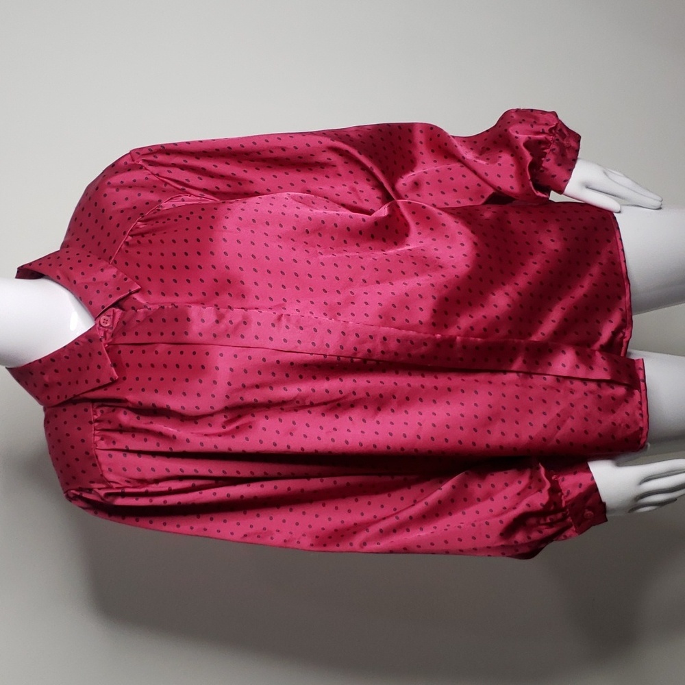 Smith & Jones Pink & Black Polka Dot Blouse Vintage 1980s Size 22W